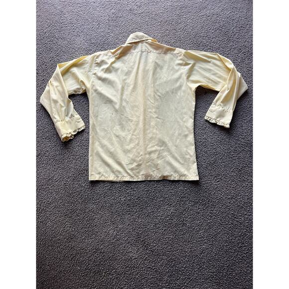Vtg 70s Mens L&M Fashions Yellow ruffled tuxedo formal wedding dress shirt Sz M - Picture 7 of 7